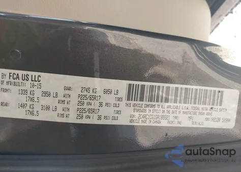 2016 Chrysler Town & Country Touring-L Anniversary Edition z USA, uszkodzony, nr VIN 2C4RC1CG1GR189321